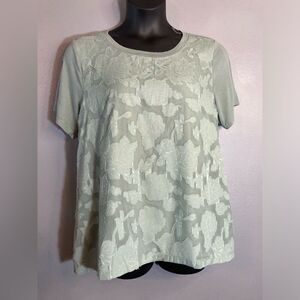 RXB sage green sheer floral overlay T-shirt